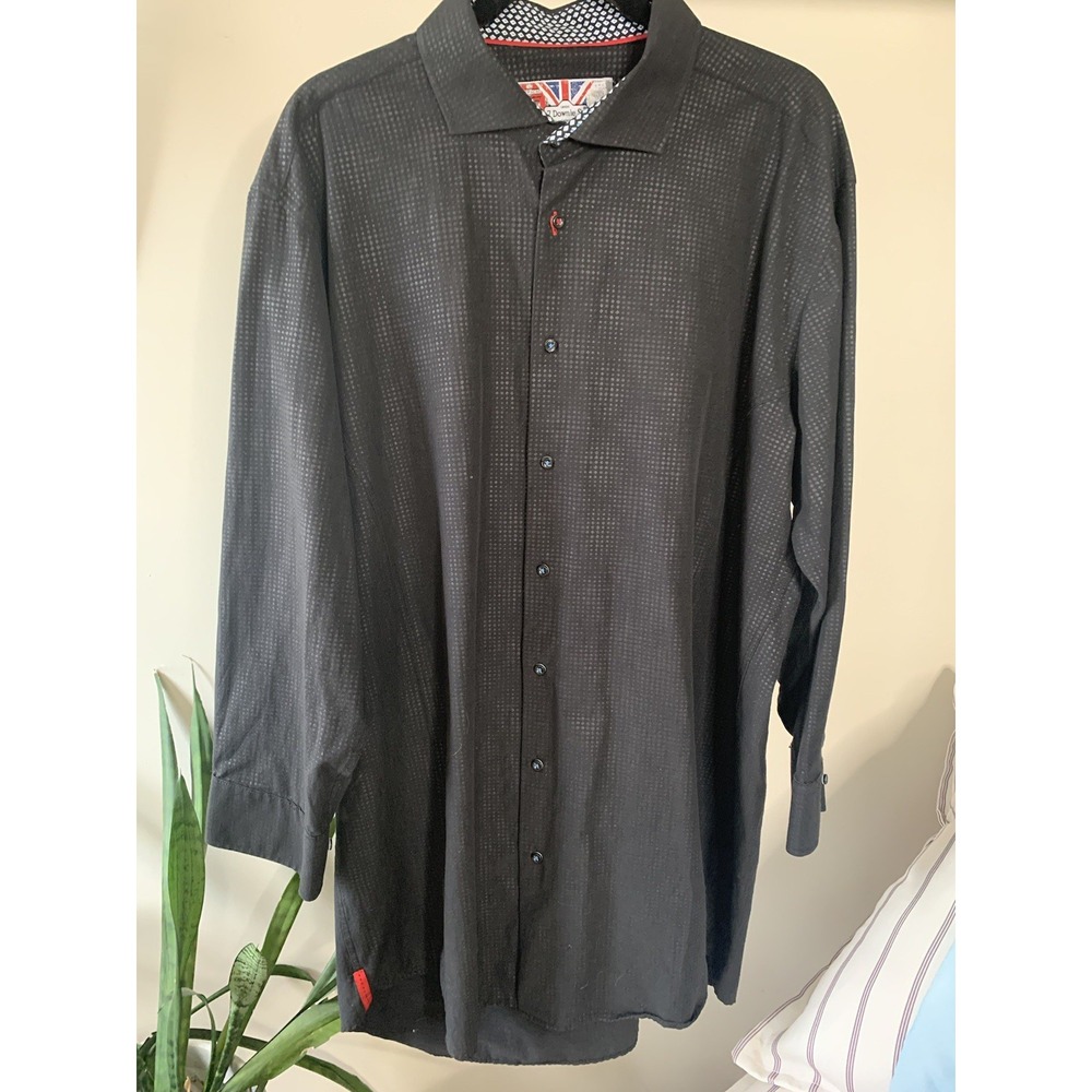 7 Downie St Couture Long Sleeve Flip Cuff Dress Shirt‎ Men's Size XL T Black